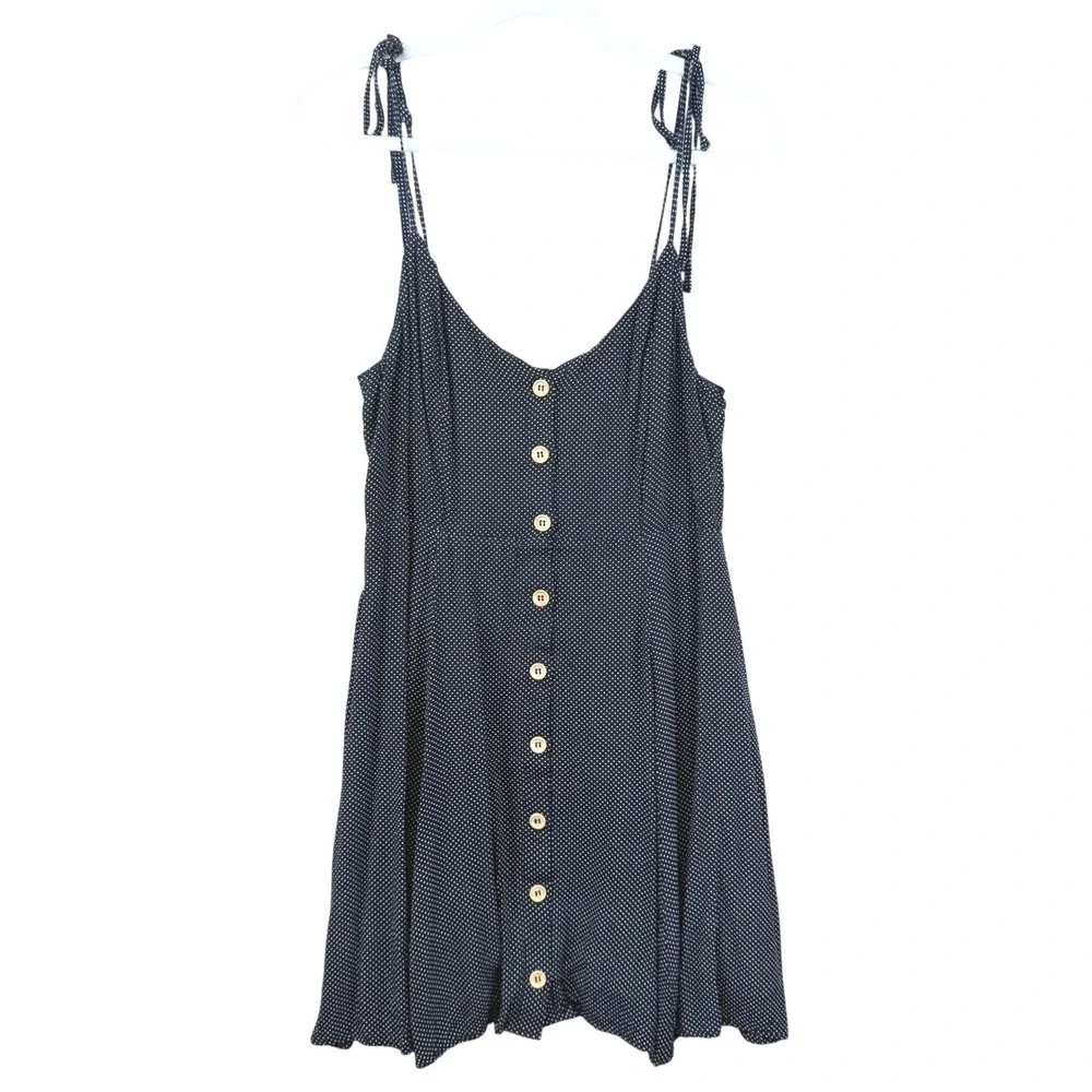 Lunik Womens Polka Dot‎ Mini Dress Size M Black Retro Cottagecore Preppy Casual